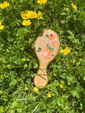 Beachy floral mini hand painted hairbrush
