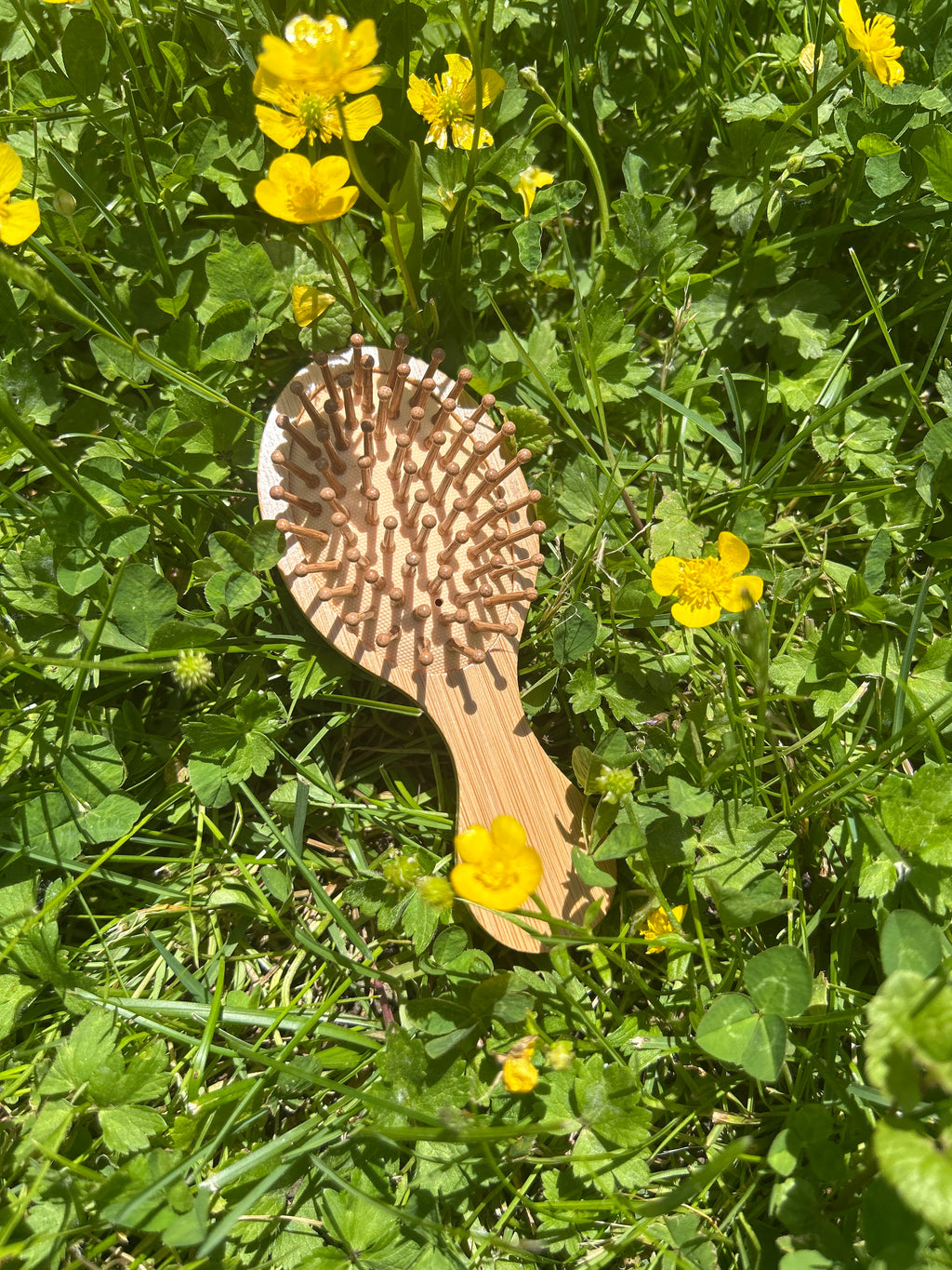 Beachy floral mini hand painted hairbrush