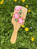 Coral & pink hand painted hairbrush